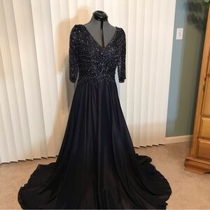 Montage by Mon Cheri Navy Long Sleeve Dress